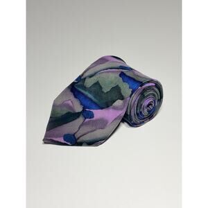 J. Garcia 100% Silk Tie Purple Blue Abstract Art Pattern Neck Tie Size 57X3.8 "
